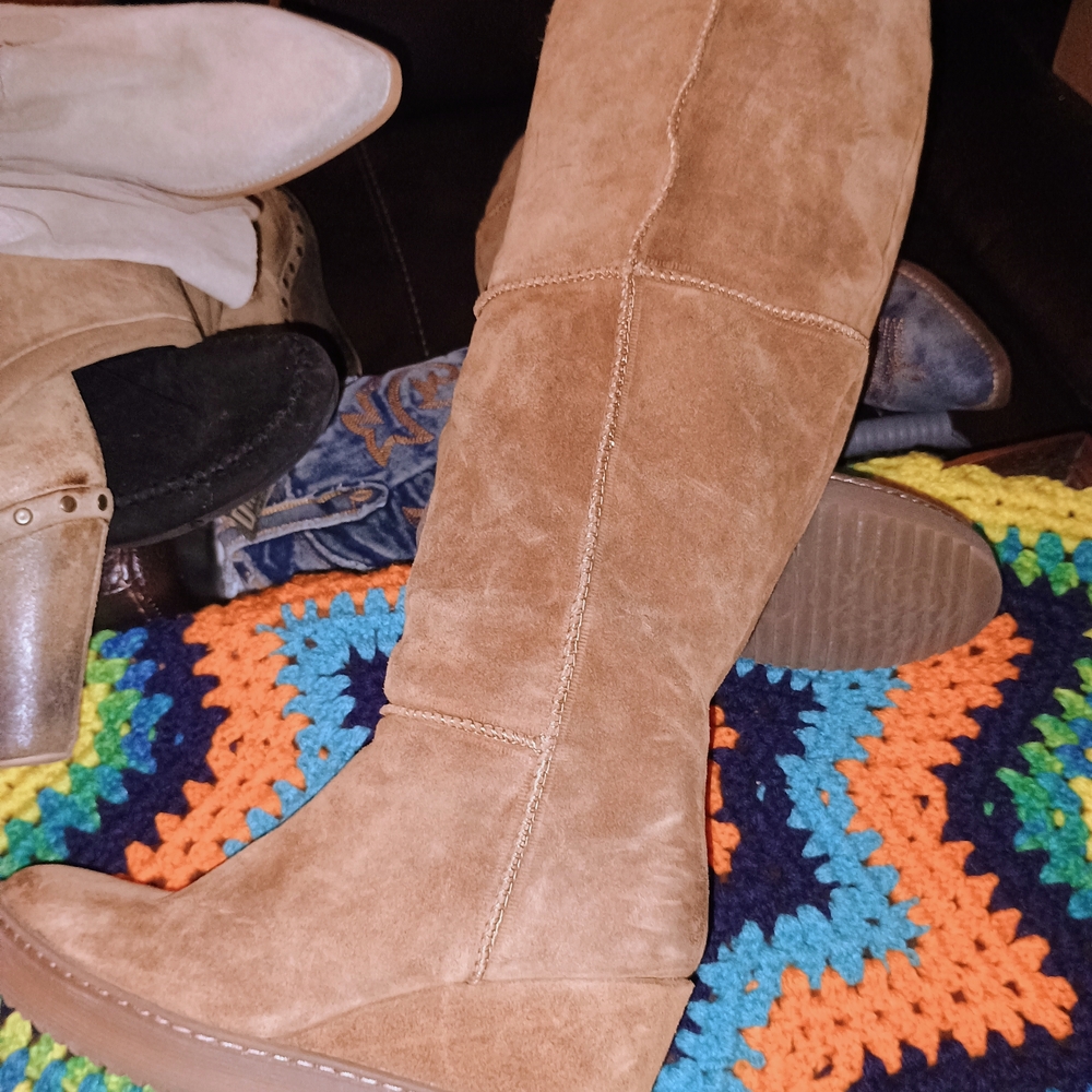 Sofft Tan Suede Knee-High Boots - Picture 9 of 11